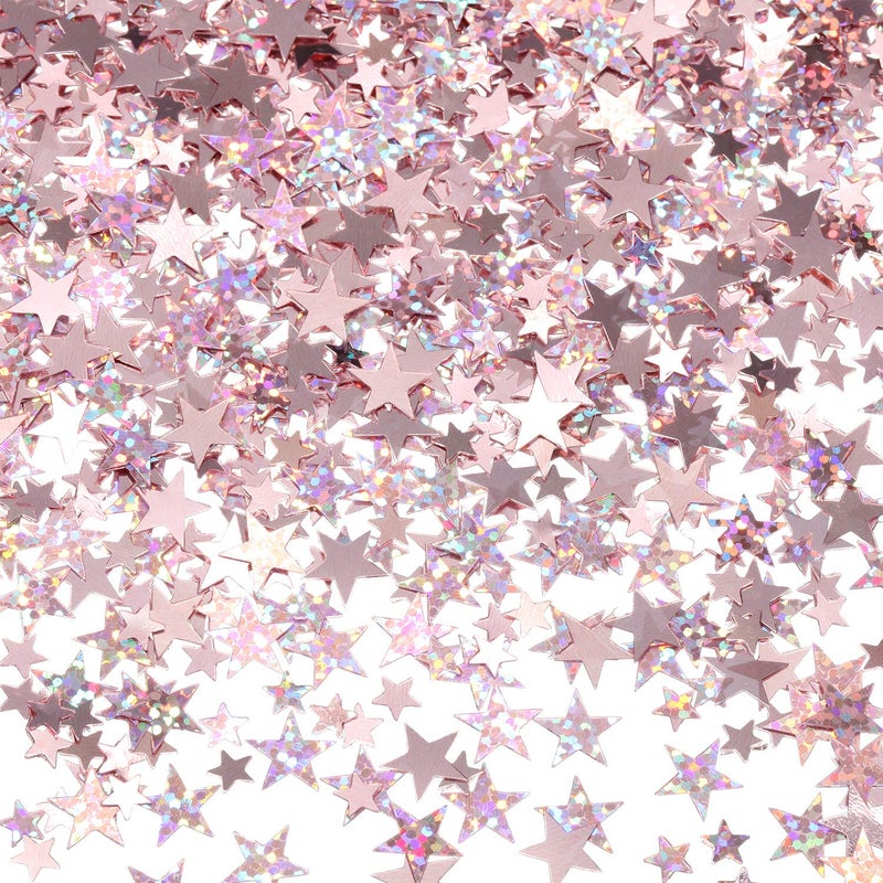 Hestya 60g Star Confetti Glitter Table Confetti Metallic Foil Stars for Christmas Party Wedding Festival Decorations(Glitter Rose Gold Set,10mm and 6mm) - Image 1